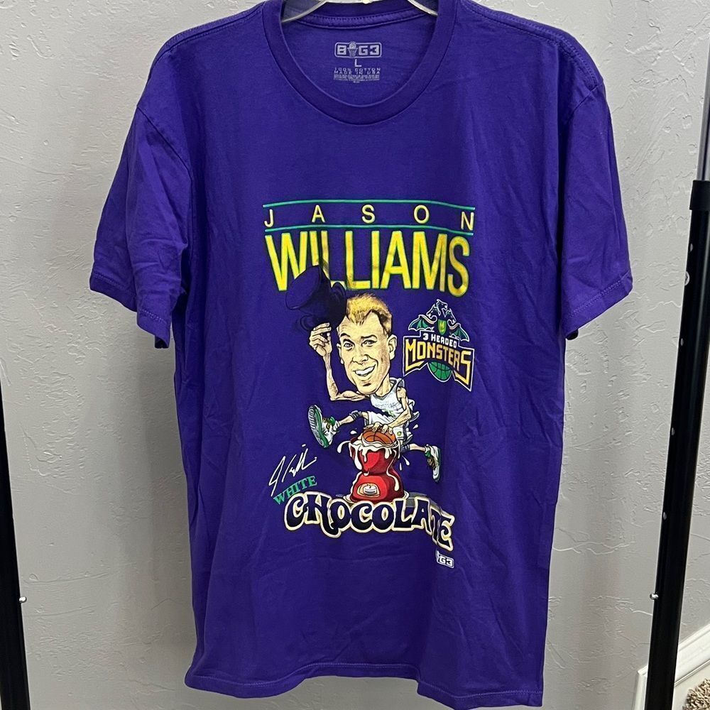 🔥🏀 Vintage Jason Williams WHITE CHOCOLATE Big 3 Basketball caricature tee Sz L